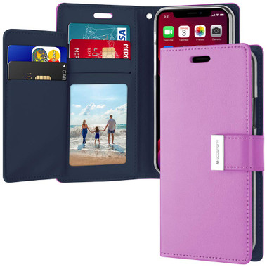 Stylish Purple iPhone 11 Pro MAX Genuine Rich Diary Wallet Card Case - 1