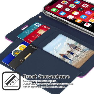 Stylish Purple iPhone 11 Pro MAX Genuine Rich Diary Wallet Card Case - 2