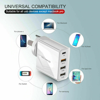 Qualcomm QC3.0 48W PD Fast Charging Multi Port USB Wall Charger - 2