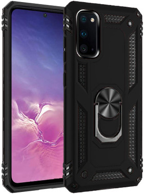 Black 360 Rotating Metal Ring Armor Stand Case for Galaxy S20 - 1
