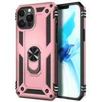 Rose Gold IPhone 12 Pro Max Hybrid  Shock Proof Rotating Metal Ring Case