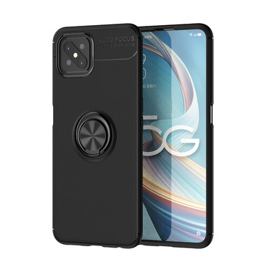 Black Oppo Reno4 Z Slim Armor Protective Metal 360 Ring Stand Case - 1