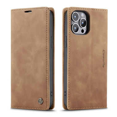 Brown Compact Flip Quality Wallet Case Cover For iPhone 13 Pro Max - 2