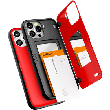 Red Goospery Magnetic Door Bumper Card Holder Case For iPhone 13 Pro Max - 2