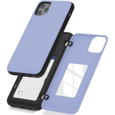 Lilac iPhone 11 Pro Max Goospery Magnetic Door 2 Card  Shock Proof Case - 2