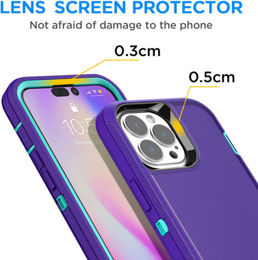 Purple Tradies Heavy Duty Military Defender Case For iPhone 14 Pro - 2
