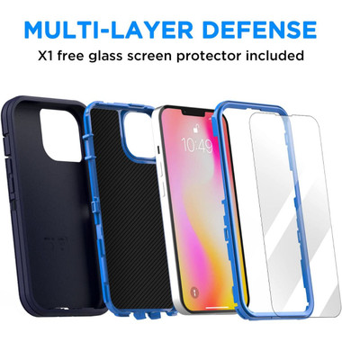Navy iPhone 14 Plus Tough Military Grade Drop Proof Defender Case - 2
