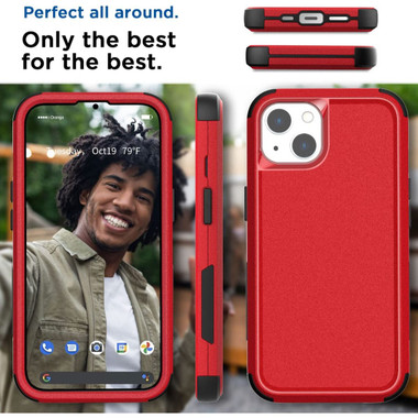 Red Heavy Duty Military Defense Drop Proof Case For iPhone 14 Plus - 2