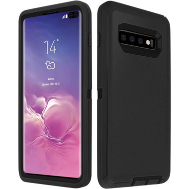 Black Galaxy S10 Rugged Shock / Drop Protection Defender Case - 1