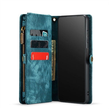 Blue  2 in 1 Retro Zipper Wallet Magnetic Case For Galaxy A13 5G - 2
