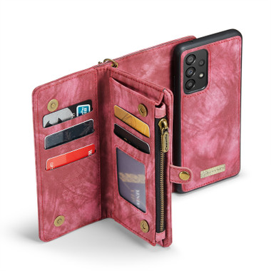 Red Multi-functional 2 in 1 Purse Wallet Magnetic Case For Galaxy A33 5G - 2