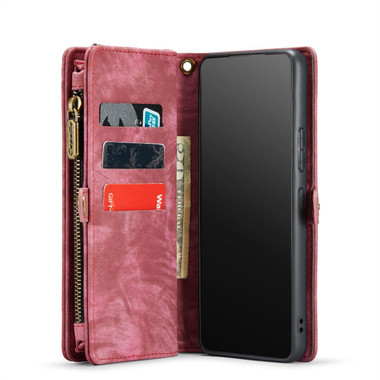 Red Galaxy A53 5G  2 in 1 Retro Zipper Wallet Magnetic Case - 2