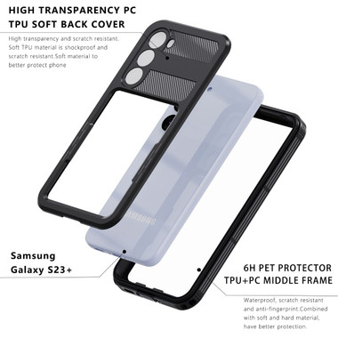 Black Waterproof Dirtproof Shockproof Case For Galaxy S23+ Plus - 2
