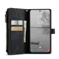 Black CaseMe C30 Wallet Case With Zipper Folio & Wrist Strap For Galaxy S23