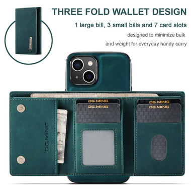Green iPhone 15 DG.Ming M2 Magnetic Detachable Mini Wallet Case - 2