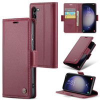 Wine CaseMe Butterfly Buckle RFID Anti-theft Case For Galaxy S24  Plus