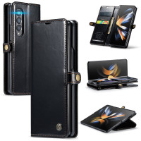 Black Galaxy Z Fold4 Leather Business Wallet Card Slot Case - 1