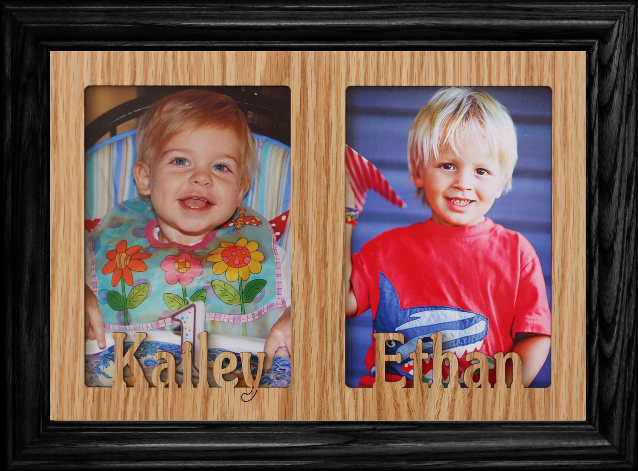 PERSONALIZED Double Portrait Picture Frame ~ Holds Two 4x6 or cropped 5x7  Photos ~ Your Text & Choice of Frame Color ~ Great Gift for Parents or
