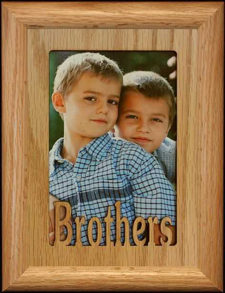 5x7 BROTHERS ~ Portrait OAK Mat Picture Frame ~ Holds a 4x6 or Cropped 5x7 Photo ~ Wonderful Keepsake Gift for a Loved Brother or Sister!