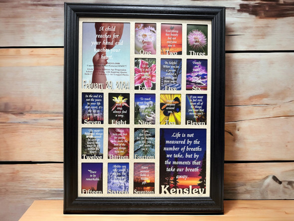 12x16 PERSONALIZED Age progression Birth to Eighteen Frame ~ Choice of Mat & Frame (Letters)