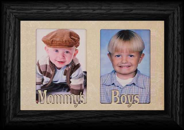 MOMMY'S BOYS Double Wallet Frame ~ Holds Two-2x3 Portrait Wallet Photos