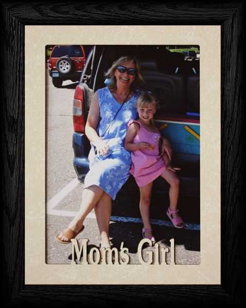 5x7 Jumbo ~ MOM'S GIRL Portrait or Landscape Picture Frame ~ Laser Cream Marble Mat with Frame