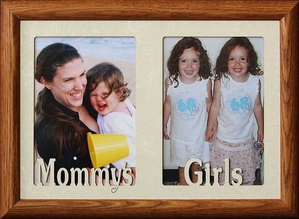7x10 MOMMY'S GIRLS Double Photo Frame ~ Holds two portrait photos ~ Great Christmas, Birthday or Mother's Day Gift for MOM!