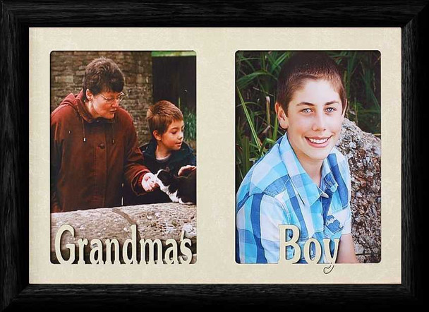 7x10 GRANDMA'S BOY Picture Frame ~ Holds two Portrait 4x6 or cropped 5x7 Photos ~ Gift for GRANDMA