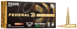 Federal Gold Medal Sierra MatchKing, 224 Valkyrie, 90 Grain, Sierra Matchking Boat-Tail Hollow Point, 2700 fps