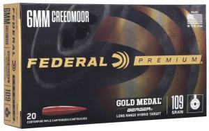 Federal Gold Medal Berger, 6mm Creedmoor, 109 Grain, Berger Hybrid, 2900 fps