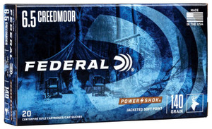 Federal Power-Shok Rifle, 6.5 Creedmoor, 140 Grain, Jacketed Soft Point, 2725 fps