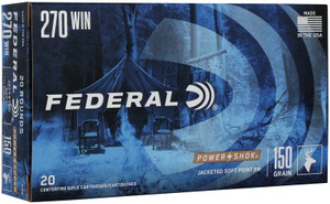 Federal Power-Shok Rifle, 270 Win, 150 Grain, Jacketed Soft Point, 2830 fps