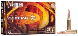 Federal Fusion Rifle, 7mm-08 Rem, 120 Grain, Fusion Soft Point, 3000 fps