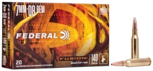 Federal Fusion Rifle, 7mm-08 Rem, 140 Grain, Fusion Soft Point, 2850 fps