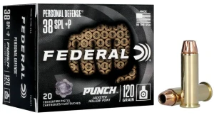 Federal Personal Defense Punch, 38 Special +P, 120 Grain, Jacketed Hollow Point, 1000 fps