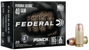 Federal Personal Defense Punch, 40 S&W, 165 Grain, Jacketed Hollow Point, 1130 fps