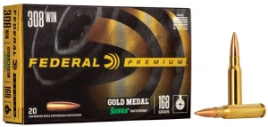 Federal Gold Medal Sierra MatchKing, 308 Win, 168 Grain, Sierra Matchking Boat-Tail Hollow Point, 2650 fps