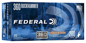Federal Power-Shok Rifle, 360 Buckhammer, 200 Grain, Soft Point, 2200 fps