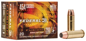 Federal Fusion Handgun, 454 Casull, 260 Grain, Fusion Soft Point, 1350 fps