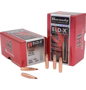 ELD-X 7mm 150 gr. 100 ct. packaging and bullets