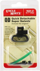 Uncle Mike’s Fore End Band Swivel Set Quick Detach 115 LRB Blued 1″ Loop for Tube Magazine Leaver Action Rifles/ Carbines/ Mossberg 500 Shotguns
