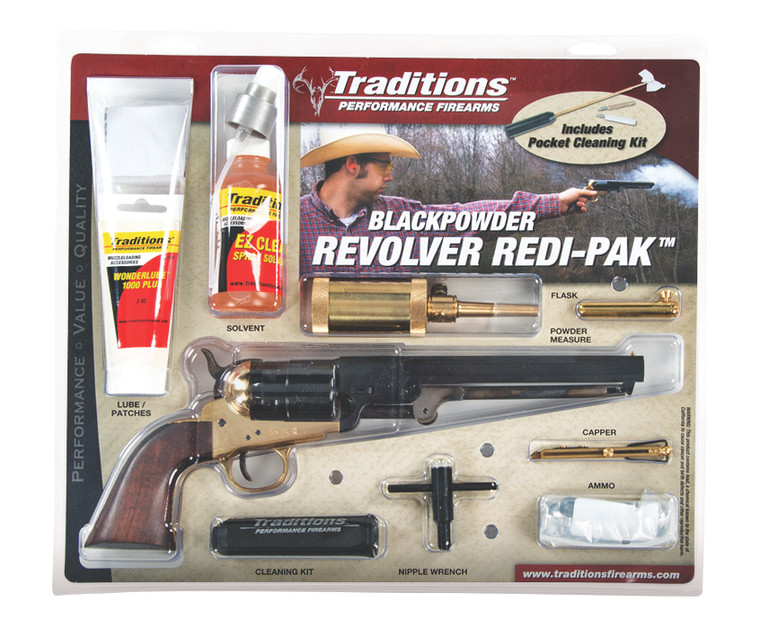 Traditions 1851 Navy Black Powder Revolver Redi-Pak .44 Cal, Brass