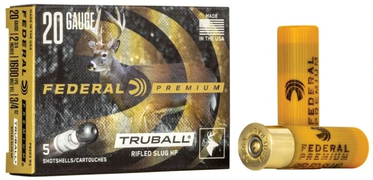 Federal TruBall Rifled Slug, 20 Gauge, 328 Grain, 2-3/4 in, 1600 fps