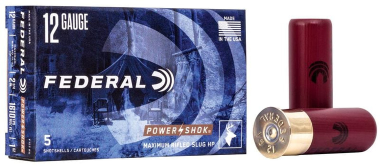 Federal Power-Shok Rifled Slug, 12 Gauge, 438 Grain, 2-3/4 in, 1610 fps
