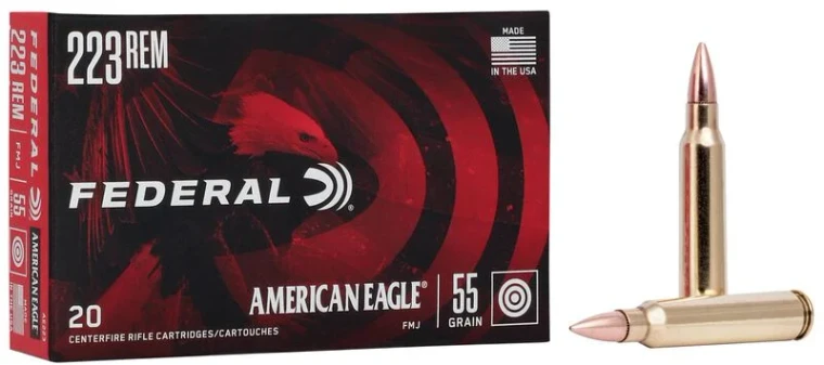 Federal American Eagle Rifle, 223 Rem, 55 Grain, Full Metal Jacket, 3240 fps