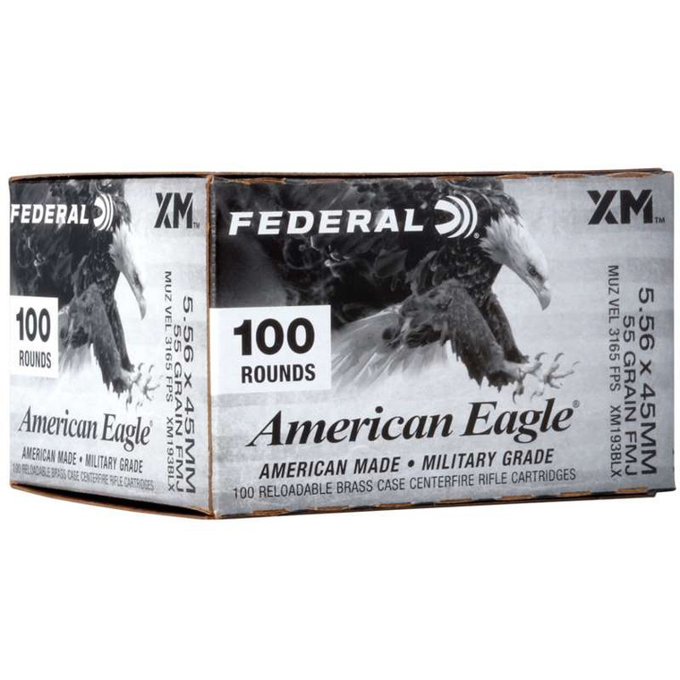 Federal American Eagle 5.56mm NATO Ammo 55 Grain Full Metal Jacket