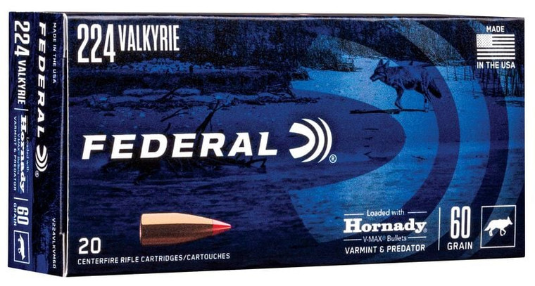 Federal Varmint & Predator, 224 Valkyrie, 60 Grain, Hornady® V-Max®, 3300 fps