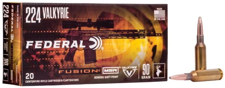 Federal Fusion MSR, 224 Valkyrie, 90 Grain, Fusion Soft Point, 2700 fps