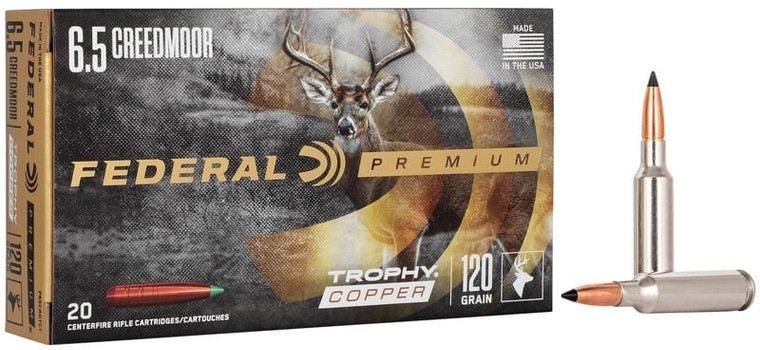 Federal Trophy Copper, 6.5 Creedmoor, 120 Grain, Trophy Copper, 2875 fps