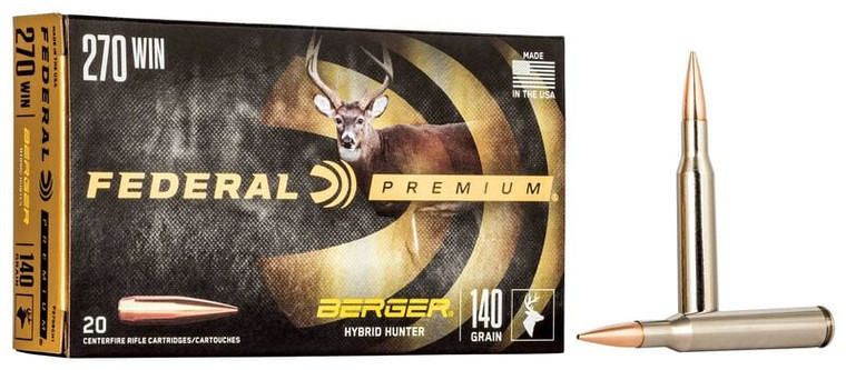 Federal Berger Hybrid Hunter, 270 Win, 140 Grain, Berger Hybrid, 2950 fps